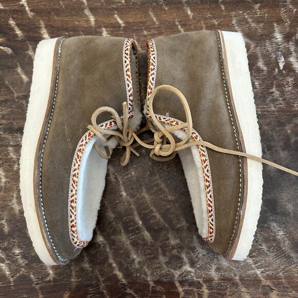 BEEK Brown Alpine Swift Suede & Shearling Ankle Boots in Chestnut Sz 9 - Picture 4 of 8